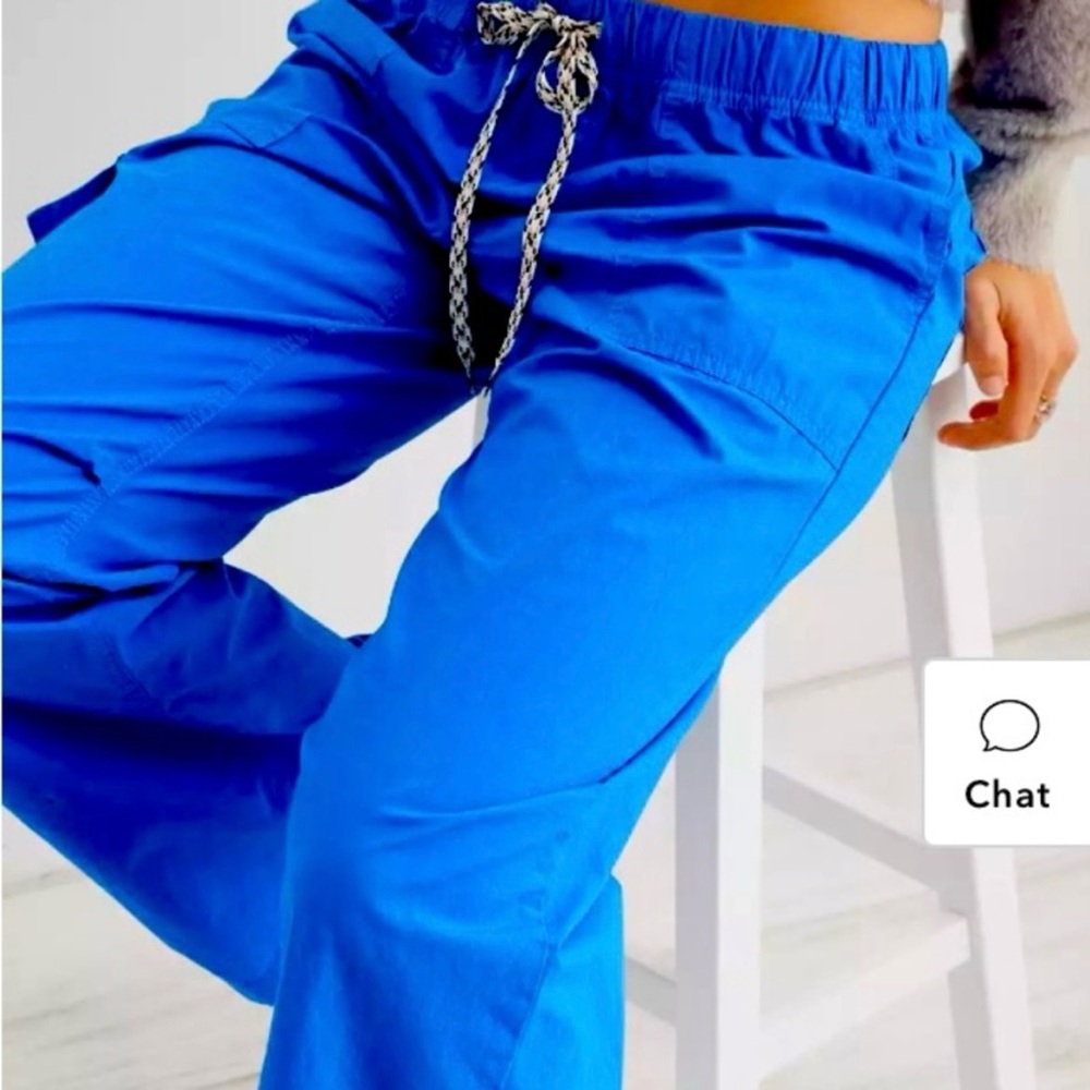 NWT Aerie baggy cargo skater pants XS cotton sustainable drawstring cobalt blue - Picture 3 of 15